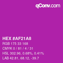 カラーコード: HEX #AF21A8 | qconv.com