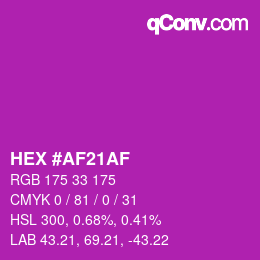 Color code: HEX #AF21AF | qconv.com