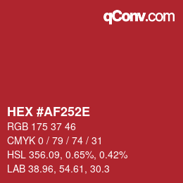 Color code: HEX #AF252E | qconv.com
