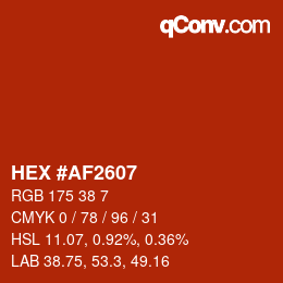 Color code: HEX #AF2607 | qconv.com