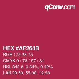 Color code: HEX #AF264B | qconv.com