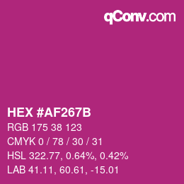 Color code: HEX #AF267B | qconv.com