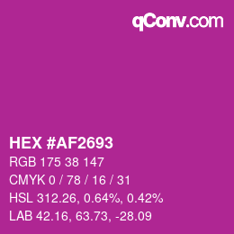 Color code: HEX #AF2693 | qconv.com