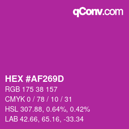 Color code: HEX #AF269D | qconv.com