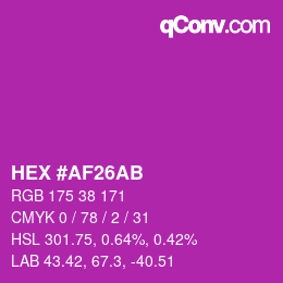Color code: HEX #AF26AB | qconv.com