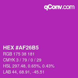 颜色代码: HEX #AF26B5 | qconv.com