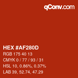 Color code: HEX #AF280D | qconv.com