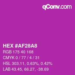 颜色代码: HEX #AF28A8 | qconv.com