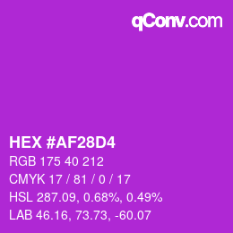 Color code: HEX #AF28D4 | qconv.com