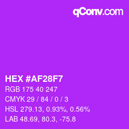 Color code: HEX #AF28F7 | qconv.com