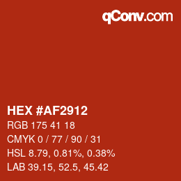 Color code: HEX #AF2912 | qconv.com