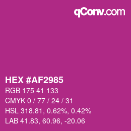 カラーコード: HEX #AF2985 | qconv.com