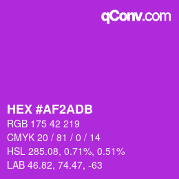 Color code: HEX #AF2ADB | qconv.com