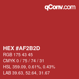 Color code: HEX #AF2B2D | qconv.com