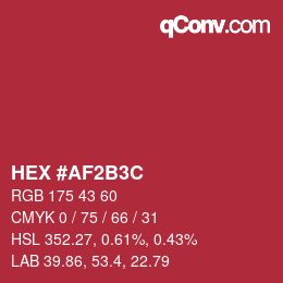 Color code: HEX #AF2B3C | qconv.com