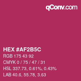 Color code: HEX #AF2B5C | qconv.com