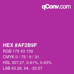 Color code: HEX #AF2B9F | qconv.com