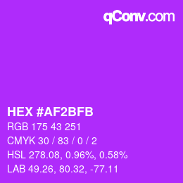カラーコード: HEX #AF2BFB | qconv.com