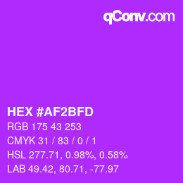 颜色代码: HEX #AF2BFD | qconv.com