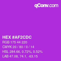 Color code: HEX #AF2CDC | qconv.com