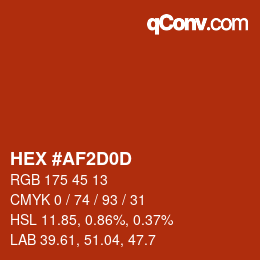 カラーコード: HEX #AF2D0D | qconv.com