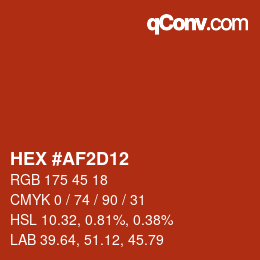 Color code: HEX #AF2D12 | qconv.com