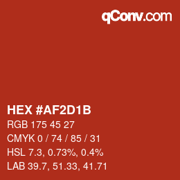 カラーコード: HEX #AF2D1B | qconv.com
