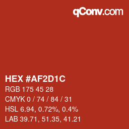 Color code: HEX #AF2D1C | qconv.com