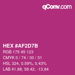 颜色代码: HEX #AF2D7B | qconv.com