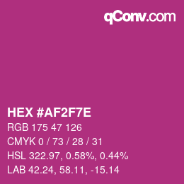 Color code: HEX #AF2F7E | qconv.com