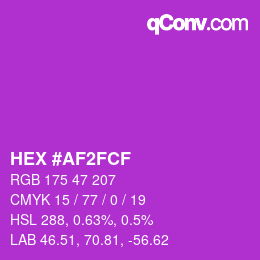 Color code: HEX #AF2FCF | qconv.com