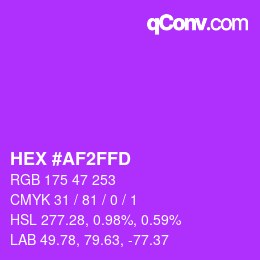 カラーコード: HEX #AF2FFD | qconv.com