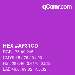 Color code: HEX #AF31CD | qconv.com