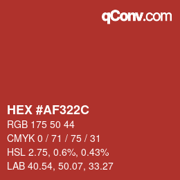 Color code: HEX #AF322C | qconv.com