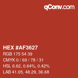Color code: HEX #AF3627 | qconv.com