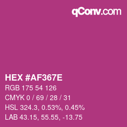 Color code: HEX #AF367E | qconv.com