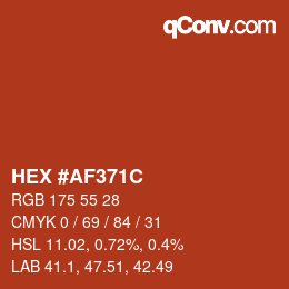 Color code: HEX #AF371C | qconv.com