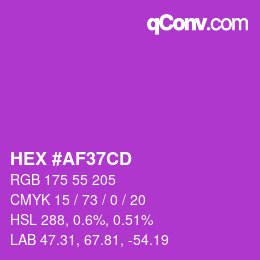 Color code: HEX #AF37CD | qconv.com