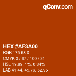 Color code: HEX #AF3A00 | qconv.com