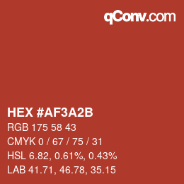 Color code: HEX #AF3A2B | qconv.com