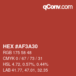 Color code: HEX #AF3A30 | qconv.com
