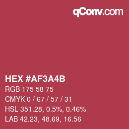 Color code: HEX #AF3A4B | qconv.com