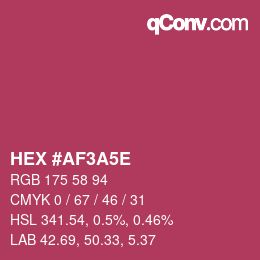 Color code: HEX #AF3A5E | qconv.com