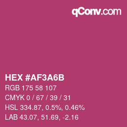 Color code: HEX #AF3A6B | qconv.com