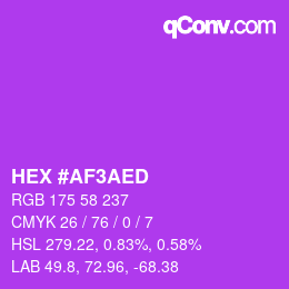 Color code: HEX #AF3AED | qconv.com