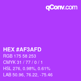 カラーコード: HEX #AF3AFD | qconv.com