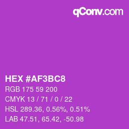 カラーコード: HEX #AF3BC8 | qconv.com