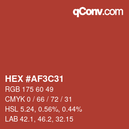 Color code: HEX #AF3C31 | qconv.com
