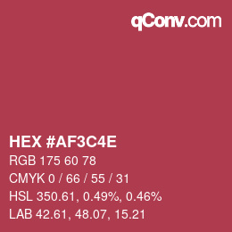 Color code: HEX #AF3C4E | qconv.com