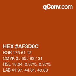 Color code: HEX #AF3D0C | qconv.com